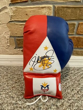 Manny Pacquiao Signed Auto Philippine Flag L Boxing Glove Psa Mayweather Proof 2