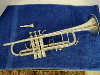 Vintage Vincent Bach Stradivarius Model 72 Silver Trumpet W/3c Mouth Piece Case