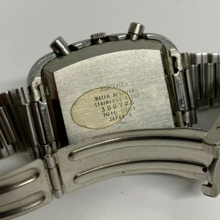 SEIKO MONACO 7016 - 5001 Men ' s Vintage 1970 ' s Automatic Chronograph Silver Watch 5