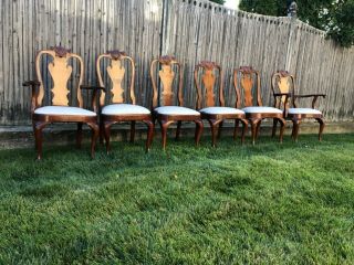 Set Of 6 Stickley Mahogany Philadelphia Queen Anne Dining Room Chairs