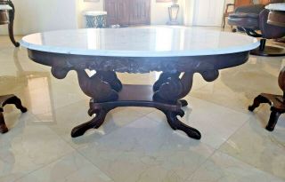 1940s Vintage Kimball Victorian Coffee Table With Marble Top 3