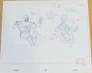 He - Man Animation Art - Production Drawing - Skeletor & Evil - Lyn