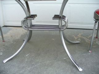 Vintage 1950s Red & Gray Cracked Ice Formica Chrome Dinette Set & 4 Vinyl Chairs 5