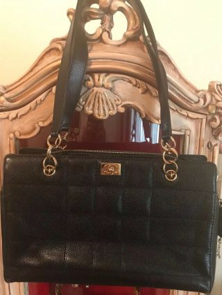 Chanel Matrasse Chain Tote Bag Caviar Skin Leather Black Ghw Vintage