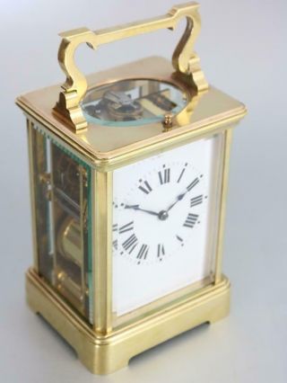 ANTIQUE PETITE SONNERIE FRENCH CARRIAGE CLOCK 1/4 chiming & repeating on 2 gongn 3