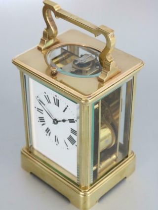 ANTIQUE PETITE SONNERIE FRENCH CARRIAGE CLOCK 1/4 chiming & repeating on 2 gongn 4
