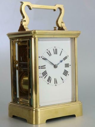 ANTIQUE PETITE SONNERIE FRENCH CARRIAGE CLOCK 1/4 chiming & repeating on 2 gongn 6