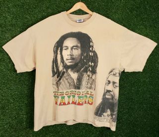Vtg Bob Marley Shirt Wailers Bunny Peter Tosh All Over Print Rap Tee