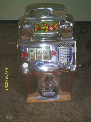 Vintage Jennings Standard Chief Five Cent Slot Machine W/key - Needs Some Work