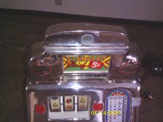 Vintage Jennings Standard Chief Five Cent Slot Machine w/key - NEEDS SOME WORK 2
