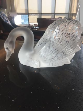 Lalique Swan Head Down— Crystal—hand Made In France.