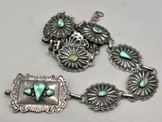 A Stylish Vintage Turquoise And Sterling Silver Concho Belt