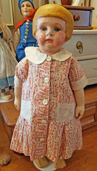 Martha Chase Cloth Doll Oil - Painted Cloth Character Doll With Bobbed Hair
