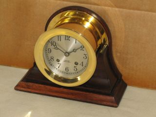 Chelsea Vintage Ships Bell Clock 4 1/2 In Dial 1974 Hinged Restored
