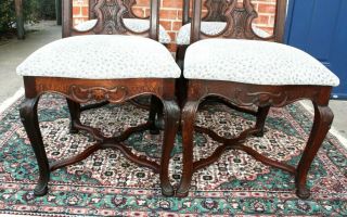 1/2 Payment 4 French Antique Louis XV Carved Oak Dining Chairs / Upholstery 6