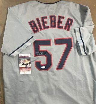 Shane Bieber Autographed Custom Cleveland Indians Grey Jersey Jsa Authenticated