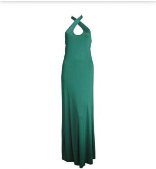 Vintage Halston Dress Sz 4 Evening Gown Silk Jersey Halter.  Cosmo Cover 1972
