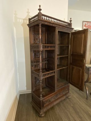 Antique French Breton Cabinet / 19th Century / Carved / 5