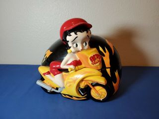 Very Rare Betty Boop On Motorcycle Cookie Jar King Features Syndicate Brand Nwob