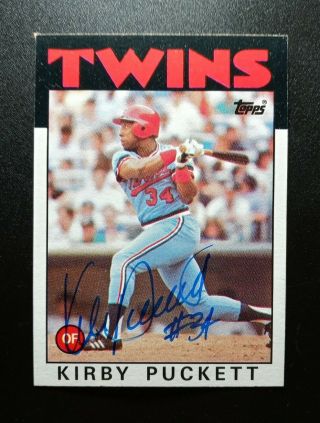 1986 Topps Kirby Puckett Bas Beckett Signed Autograph Twins Card Hof D.  06