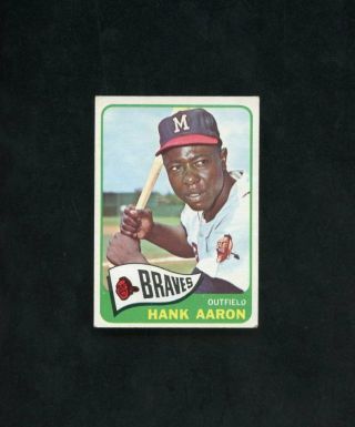 1965 Topps Baseball Hof - 170 Hank Aaron,  Milwaukee Braves Hof Ex/mt,  Crease