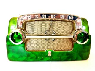 Vintage 40s Antique Crosley Chrome Trim & Swirled Catalin Colors Bakelite Radio