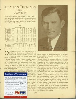 Tom Zachary Signed 1933 Who ' s Who in Baseball Page PSA/DNA 1924 Senator 1928 NYY 2