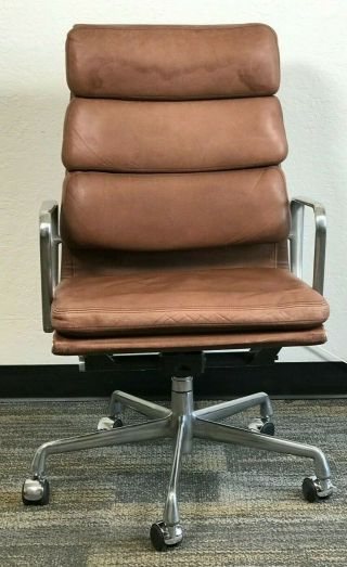 Herman Miller Eames Aluminum Group Executive Chairs Brown Leather