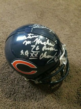 Dan Hampton,  William Perry,  & Steve Mcmichael Signed Chicago Bears Mini Helmet