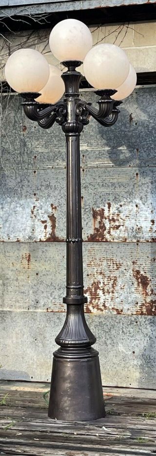 5 Arm Pole Light Vintage Lamp Post Park Light 9ft Tall 15”base