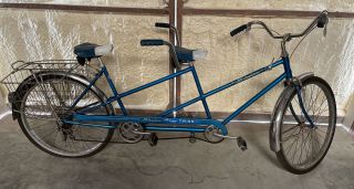 Rare Vintage 1967 Schwinn De Luxe Twinn Blue 5 - Speed Tandem Bicycle