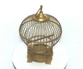 Large Vintage Solid Brass Bird Cage - Swing Perch 2 Feeders Hand Made