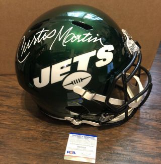 Curtis Martin Jets Signed Full - Size Speed Rep Helmet (psa)