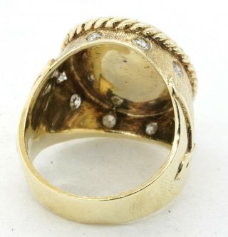 Vintage heavy 14K gold.  54CTW VS1/F diamond cameo enamel cocktail ring size 8.  25 6