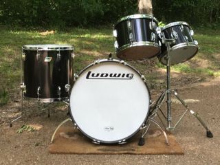 Vintage Ludwig Classic Maple Drum Set Black Cortex 22,  12,  13,  16