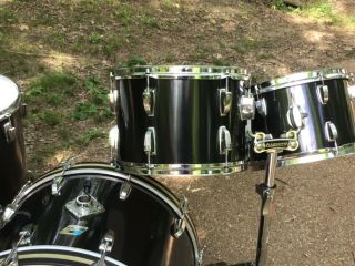 Vintage Ludwig Classic Maple Drum Set Black Cortex 22,  12,  13,  16 2