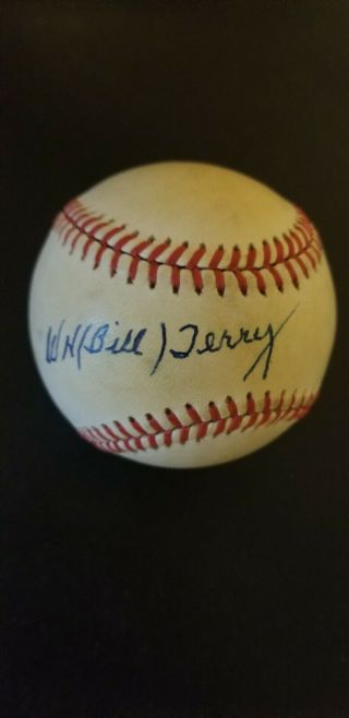 Bill Terry (d - 1989) - Signed Onl Baseball - Jsa Loa - Hall Of Famer Ny Giants