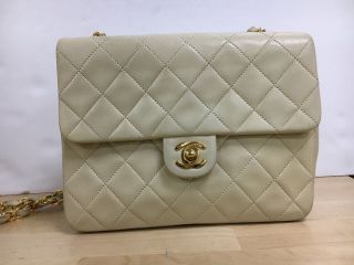 Chanel Vintage Cc Chain Flap Bag Quilted Lambskin Small