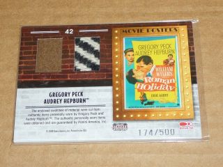 2009 Donruss Americana Gregory Peck/audrey Hepburn Movie Posters Relic /500 5445