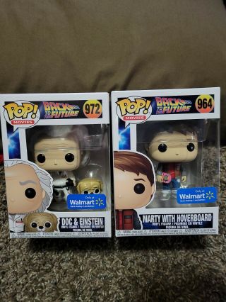 Funko Pop Marty Mcfly Hoverboard & Doc Back To The Future Walmart Exclusive