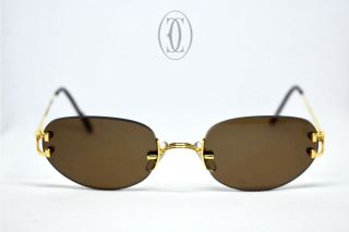 Vintage Cartier C - Decor Sunglasses 100 Authentic 18k Gold Glasses