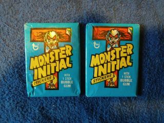 1974 Topps Monster Initial Stickers 2 Wax Packs