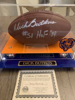 Dick Butkus Signed Autographed Wilson Nfl Football Chicago Bears Hof 1979