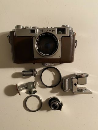Vintage Nikon Nippon Kogaku Nikkor - S.  C 1:1.  4 F = 5cm Camera With Accessories