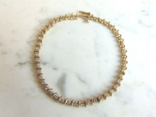 Womens Vintage Estate 14k Yellow Gold Diamond Tennis Bracelet 6.  8g E3326
