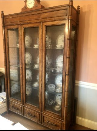 Thomasville Faux Bamboo China Cabinet Armoire