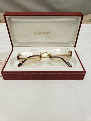 Vintage Cartier Womens Eye Glasses Rubies Gold Frame