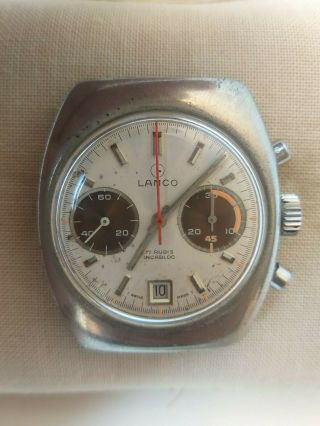 Rare Vintage Lanco Panda Chronograph Cal: Valjoux 7734 Handwind Watch