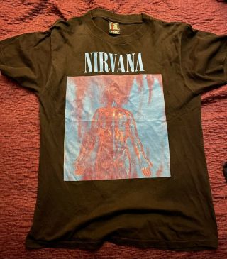 Nirvana “sliver” Shirt Vintage 1990s.  Large Size.  Worn Seldom.  Giant Tag