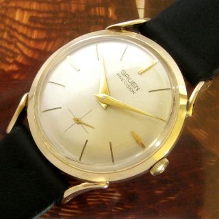 Mens 1961 Gruen Precision 14k Solid Gold Fancy Lug Vintage 17j Swiss Watch